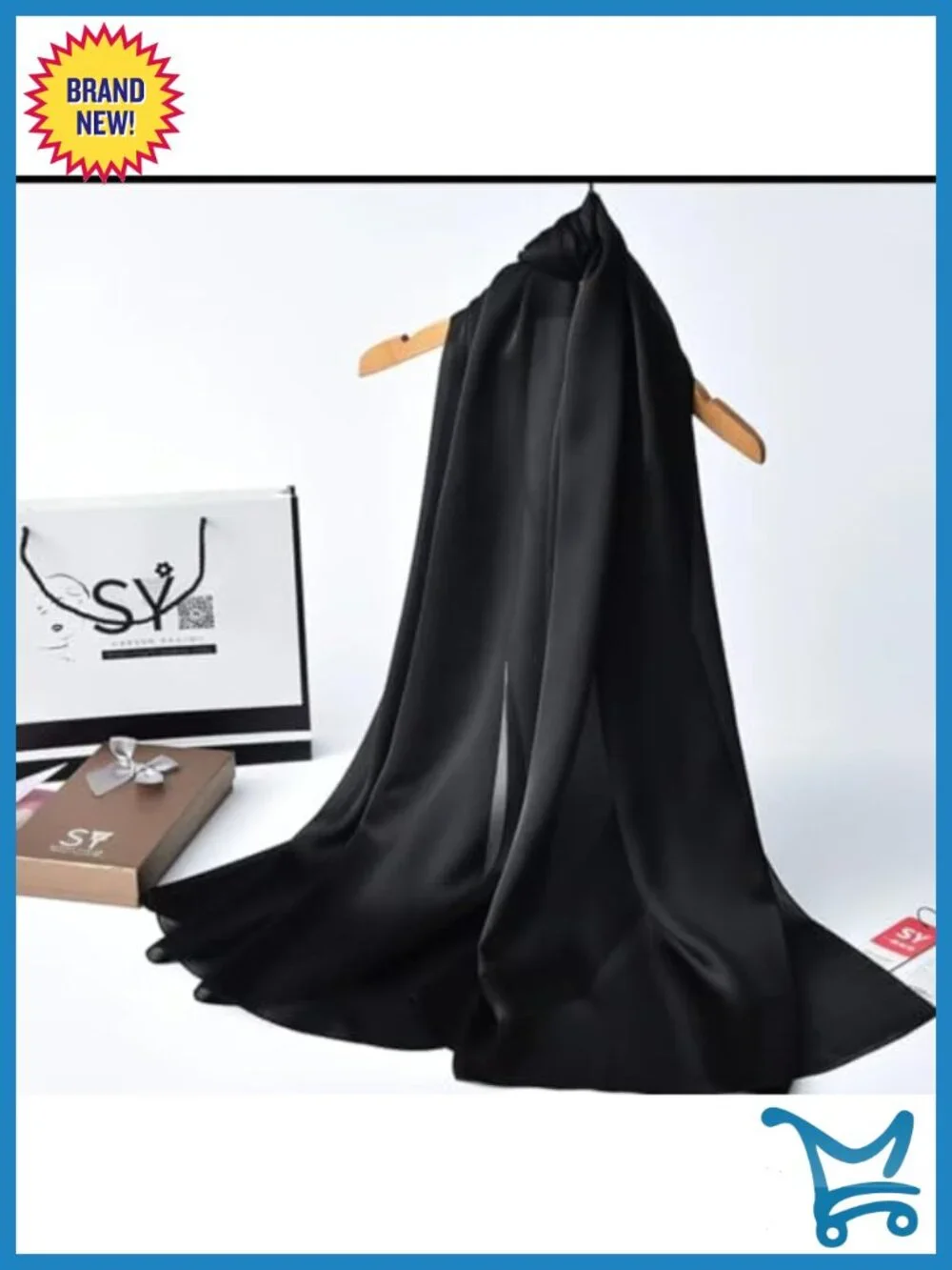 100% Silk Long Oblong Scarf Shawl Wrap Gift Packed